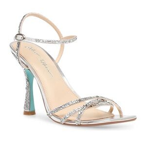 Betsey Johnson Piprr Rhinestone Dress Sandals, with stiletto heel, sz 7.5M